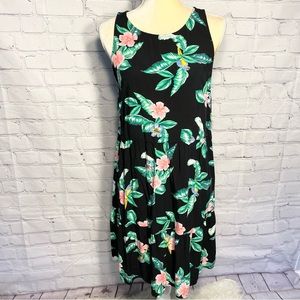 Old Navy black tropical print sleeveless sundress